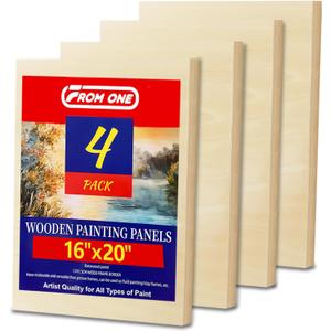 4 Pack 16x20 Basswood Paint Pouring Panels Wood Painting Boards for Acrylic Pouring, Oil & Resin Art Sturdy Pre-Sanded Artist Panels for Professionals & Exhibitions