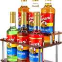 Coffee Syrup Organizer Rack,2-Tier Coffee Syrup Stand Holder for Coffee Station Countertop,6 Bottles Storage Display Shelves, Dressing Cocktail in Coffee Bar (Brown)