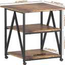 Arbuxzuy 3-Tier Printer Stand, Large Printer Table with Storage, Industrial Printer Storage Cart with Wheels, Rolling Printer Stand for Heat Press Scanner Fax, Brown