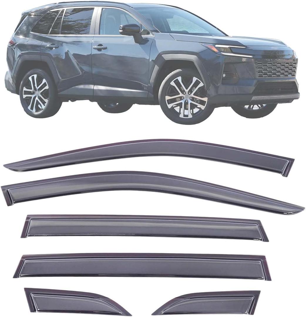 6 Pcs Window Visors Rain Guards Compatible with Toyota RAV4 Hybrid 2026 PMMA Tape-on Outside Black Wind Deflectors Accessories