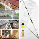 24FT Reach Gutter Cleaning Tools from Ground, Telescopic Rain Gutter Cleaners Tool with Hose Attachment and Heavy Duty Wand & Connecting Adapter