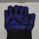 BBQ Gloves, 1472F Extreme Heat Resistant Grill Gloves, Non-Slip Food Grade Silicone Oven Mitts for Kitchen, Cooking, Barbecue, Baking, Smoker (11inch) (Black)