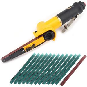 3/8" Pneumatic Belt Sander Set - 14pcs Belts, Grit 60/80/120, Mini Air Belt Grinder for Aluminium, Iron, Steel Metal Polishing