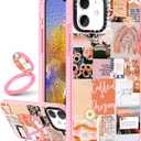 Toycamp for iPhone 12/12 Pro Case for Women, Vintage Collage Art Design, Girls Teens Cute Print Case with Ring Kickstand Cover for iPhone 12/12 Pro (6.1 Inch) (Pink Quotations)