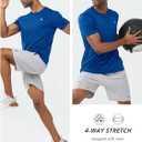 NORTHYARD Mens Athletic Shirts Short Sleeve Gym Workout Running Training Sports Performance T Shirt Basic Tee for Men (Blue, L)