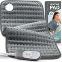 Heating Pad for Pain Relief  12"x24" Moist/Dry Heat for Back, Neck, Shoulder, and Cramps, Auto-Off, Machine Washable, Ideal Gift for Christmas, Mother's Day, Women, Men, Mom, Dad, Daughter (Light Gray)