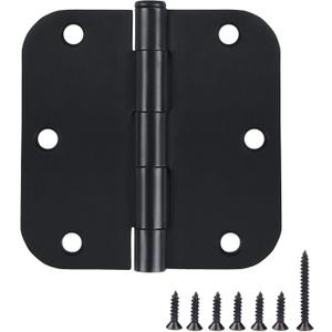 Door Hinge 3 1/2" 18 Pack Rounded Door Hinges Matte Black 3.5" x 3.5 Inch Hinges for Doors Interior 5/8" Radius Corners Residential Flat Hinges,Reversible Removable Pin Hinge Factory Shop