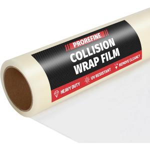 Crash Wrap Film 36-inch x 120-foot Roll 1-Pack Clear Plastic Protector Self-Adhesive Plastic for Auto Collision, Weather, Dust Protection, Broken Windows Windshields