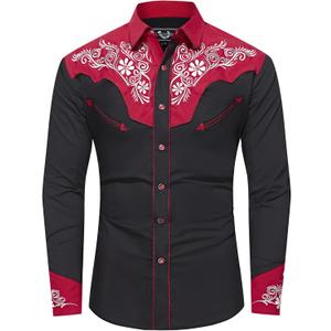 EL PIONERO Men's Western Shirt Long Sleeve Embroidered Cowboy Casual Snap Button Shirt (3X-Large)