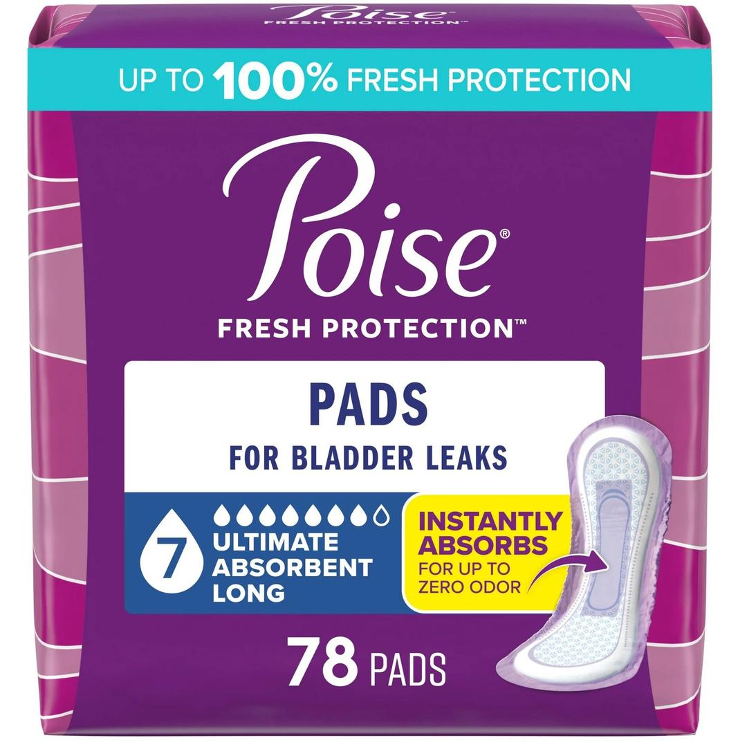 Poise Incontinence Pads, Maximum Absorbency, Regular, 48 Count (Pack of 2)