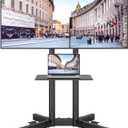 BONTEC Mobile TV Stand with Tilt Function, Rolling TV Cart for 3285 Inch LED LCD OLED Flat & Curved TVs, Portable Stand with Laptop Shelf, Locking Wheels, Max VESA 600x400mm, 132 lbs Capacity, Black