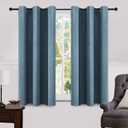 MIULEE Linen Blackout Curtains and Drapes 100% Room Darken Thermal Insulated Grommet Window Panels with Coating 2 PCs W 42 x L 63 inches Dusty Blue