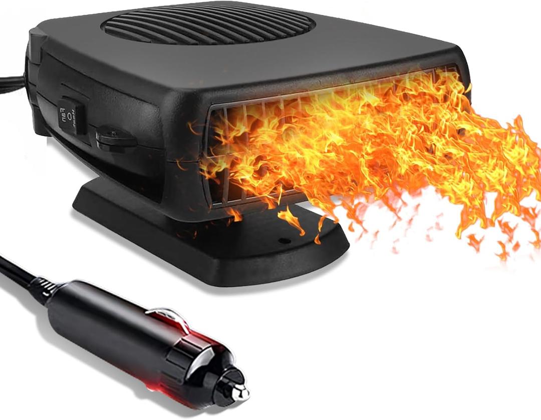 Car Heater, 12V 200W Portable Car Demister Windshield Defogger and Defroster Fast Heating&Cooling Fans with Cigarette Lighter Plug/Ergonomic Handheld/360 Rotary Base for Cars, SUV, Jeeps, Trucks, MPV