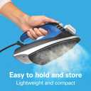 Hamilton Beach 2-in-1 Steam Iron for Clothes and Garment Steamer with 5 Temperature Settings, Nonstick Soleplate, 1200 Watts, 8 Cord, Black & Blue (14525F)