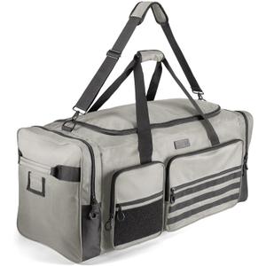 Fitdom 130L 36" Heavy Duty Extra Large Sports Gym Equipment Travel Duffle Bag W/Adjustable Shoulder Strap & 7 Compartments. Perfect for Soccer Baseball Basketball Hockey Football, Team Coaches & More (Silver Grey)