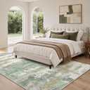 8x10 Green Abstract Area Rug, Washable Non-Slip for Bedroom