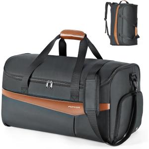 Garment Bags for Travel - Convertible Carry on Garment Duffle Backpack with Shoe Compartment, 3 in 1 Hanging Travel Suit Bag with Shoulder Strap for Men Women, Black
