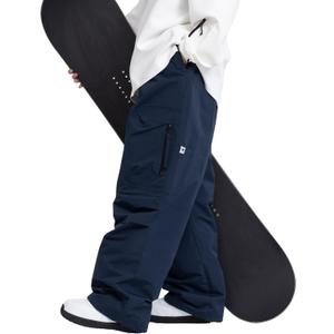 SNOWVERB Baggy Ski Pants Waterproof Insulated Snowboard Cargo Pants Loose Fit Winter Outdoor Hiking Snow Pants Men Women (Navy), L