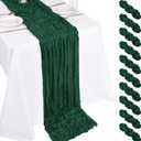 10 Pack Emerald Green Cheesecloth Table Runner 17x108 Inch Boho Gauze Cheese Cloth Table Runners for Wedding Party Baby Shower Birthday Home Decor