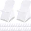 White Chair Covers Stretch Folding Chair Covers Universal Spandex Fitted Chair Slipcovers for Wedding Dining Party Banquet Holidays Celebration Trade Show Craft Show Decoration (30 Pack)