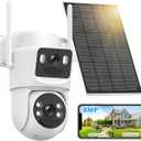 4K Solar Security Cameras Wireless Outdoor Battery Powered, 5GHz & 2.4GHz Dual Lens Bullet & 360PTZ Linkage Outdoor Security Camera with Solar Panel (White)