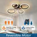 26" Geometric Ceiling Fan with Lights Remote Control, 3 Colors, 6 Speeds, Bladeless, Low Profile for Kitchen, Bedroom, Small Large