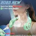 Personal Fan Neck Fan Mister-Fold away Wearable around the Neck Fan, Cordless Bladeless Personal Cooling Device,Neck Coolers for Women Men Kids Dad Mom Extremely Hot Weather Indoor Outdoor Green, 1.8 x 4.8 x 6.8 inches