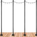 Premium String Light Poles - 4 Pack - Extends to 10 Feet Deck Mount (Wood/Concrete)