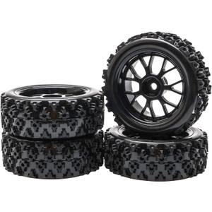 JIUWU 4 Pcs Black 1:10 Scale RC Tires Wheel Rims Crossing Rubber On Road Parts