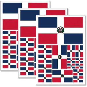 2 x QQSD Dominican Flag Sticker Decal in Multiple Sizes, 3 Pack, 11.7 x 8.3 Inches
