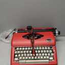 Maplefield Vintage Manual Typewriter Machine - Red Typewriter for Writers & Authors - Antique Desk Decor & Office Accessory - Compact Design & Easy Setup