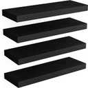 Fixwal Floating Shelves for Wall, Wall Mounted Rustic Wood Shelves for Bathroom, Living Room, Bedroom and Kitchen, Wall Shelves for Storage,Books,Room Decor (Black, Set of 4, 15.8 Inch)