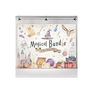 Omifly Wizard Baby Shower Backdrop 7Wx5H A Magical Bundle is On The Way Photography Witch Hat Magical Bundle Castle Owl Kids Background Party Decorations Cake Table Banner Decor Photo Booth Studio Pro