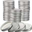 Chuangdi 30 Packs Mason Jar Lids Bulk Regular Mouth Canning Lids Leak Proof Secure Mason Storage Solid Caps(Silver,Steel)