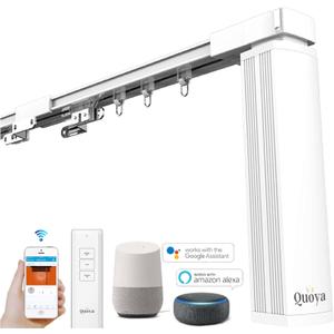 Quoya QL500 Smart Curtains System, Electric Curtain Track with Automated Rail, Motorized and Adjustable Tracks/Rod/Pole Motor compatible with Alexa, Google, Siri(up to 196 inches / 5 metres)