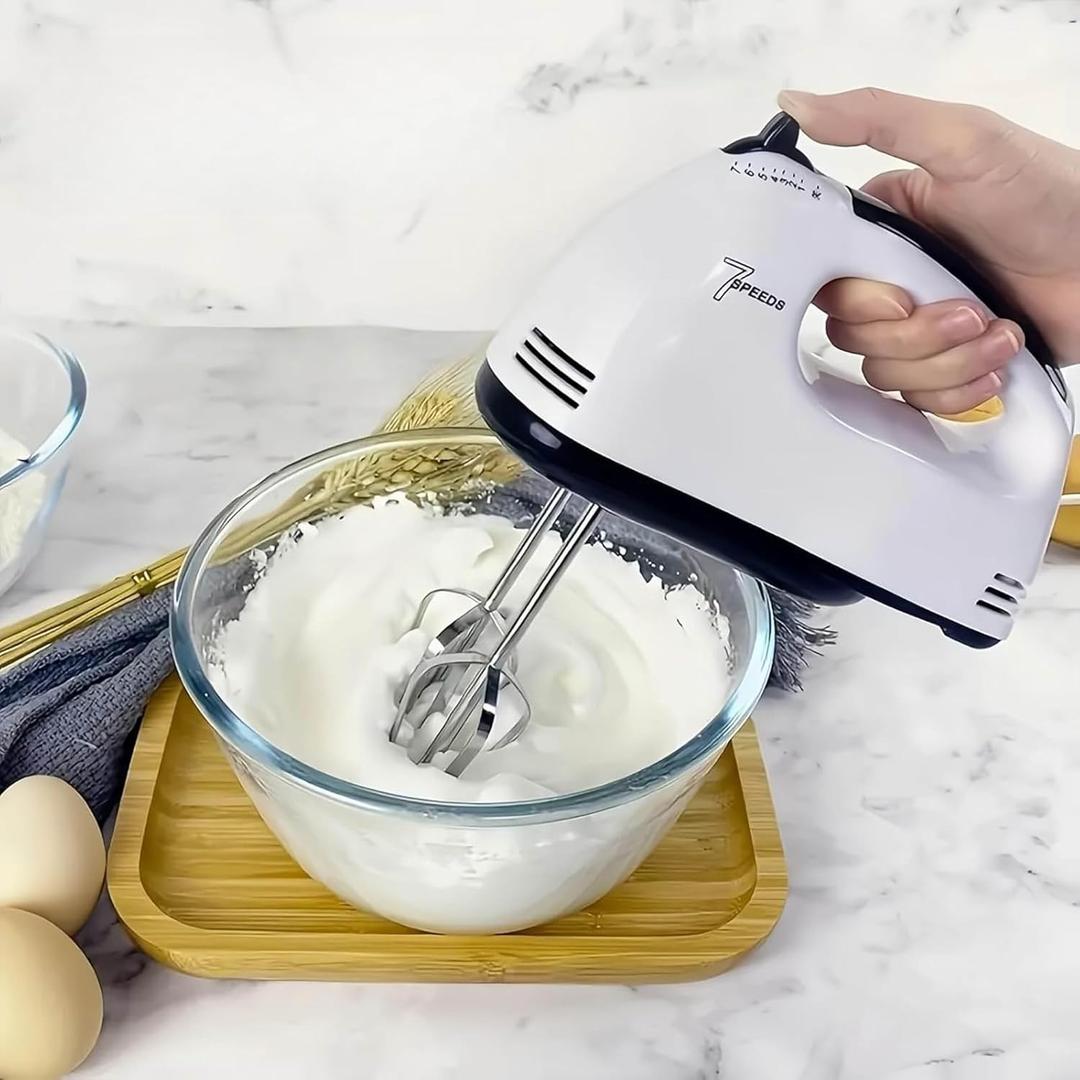 1pc Powerful 15-Motor Electric Hand Mixer  7 Speed Settings, Easy Eject Button, Stainless Steel Beaters  Compact Automatic Whisk for Baking, Cake, & Desserts