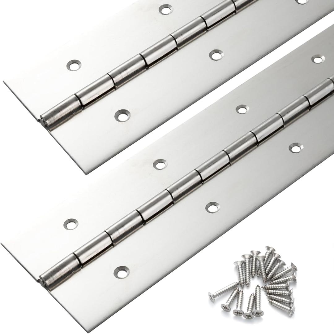 2 Pack Marine Grade Heavy Duty Piano Hinge 36 Inch x 2 Inch Width, True 0.060'' Thick Stainless Steel Piano Hinge for Heavy Duty Cabinet, Door, Toolbox, Metal Plate, Furniture, Industrial Project