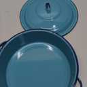 5-Quart Casserole Dish with Lid, Durable Enamel Steel, Oven & Induction Safe Casserole Dishware - Hispanic Dutch Oven for Arroz Con Pollo, Stews, Large Family Meals (Turquoise Blue)