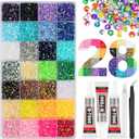 34000Pcs 28 Colors Jelly Resin Rhinestones for Bedazzling, 3mm Multicolor Flatback Gems for Crafting, Bedazzler Kit with 3Pcs 10ml B7000 Glue for Clothes Shoes Nail Diamond Art Makeup