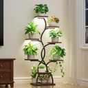 Plant Stand Indoor with Grow Light - 8 Tiered Plant Shelf Indoor, Corner Plant Stand, 49" Tall Plant Shelf with Lights for Indoor Growing, Lighted Flower Holder for Living Room, Balcony, Black