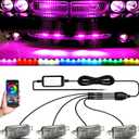 RGB Led Grille Lights APP Control 4 in 1 Colorful Underglow Rock LED Lights for Tacoma Truck Chevy Car Off-Road Raptor Jeep SUV ATV UTV DRL Decoration Signal LED Light