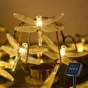 ASFSKY Dragonfly Solar Lights Outdoor 50 LED Dragonfly Lights Waterproof Warm White