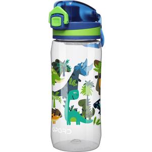 Opard Sports Water Bottles 20/24 Oz BPA Free Leak Proof Tritan Plastic Bottle Flip Top Kids Water Bottle Fast Flow/Water Bottle with Straw (Transparent - Dinosaur)