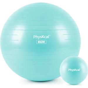 PhysKcal Yoga Ball for Exercise, Pilates Set, 4 Sizes Fitness Ball for Workout, Birthing, Pregnancy, Physical Therapy- Pump Included (M (22-25''/58-65cm), Sky Blue)