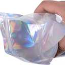 100 Pieces Mylar Holographic Resealable Bags - 4 x 6" Smell Proof Bags, Candy Bags Foil Pouch Bags for Party Favor Food Storage Holographic Color, 4 x 6 Inch