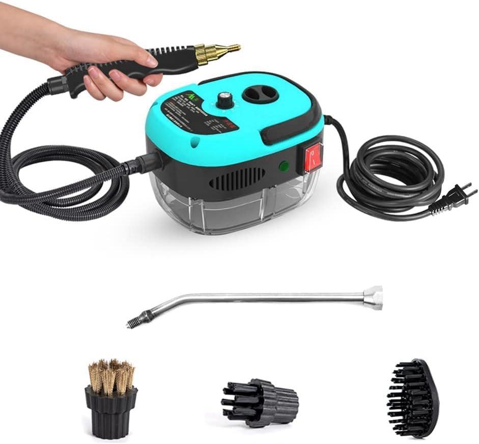 Irishom 2500W Handheld Steam Cleaner High Temperature Pressurized Steam Cleaning Machine Portable Car Steamer with Brush Heads (Blue) (Blue)