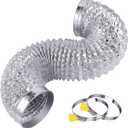 Heavy Duty 4"Flexible Dryer Vent Exhaust Duct Hose 3 Feet for Tight Space, Extra Thick(6-ply) Aluminum Foil Ducting Kit with 2 Key Hose Clamps