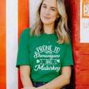 St Patricks Day Shirt Women Prone to Shenanigans and Malarkey Tshirts Shamrock Graphic Tee Tops (XX-Large, 02-green)