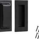 4 Inch Pocket Door Pull Hardware, Rectangular Recessed Door Handles, Stainless Steel Finger Flush Pulls for Cupboard Cabinet Sliding Closet Door (Black 4 Pack)