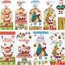 100 Pcs Merry Christmas Treat Bags - Clear Xmas Cellophane Gift Goodie Bags, Plastic Santa Claus Goody Candy Snack Bag with Twist Ties for Winter Christmas Themed Party Supplies Favors, 4 Styles